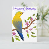 Verjaardag Kaart met een kleurrijke vogel (Staand voorkant)