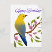 Verjaardag Kaart met een kleurrijke vogel (Voorkant / Achterkant)