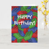 Verjaardag Kaart met een stapel bouwstenen (Gele Bloem)