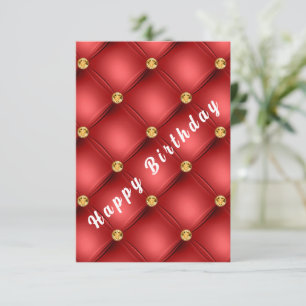 Verjaardag Kaart met Goud Rood Diamanten Tufted De