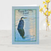 Verjaardag Kaart met Great Blue Heron (Gele Bloem)