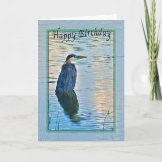 Verjaardag Kaart met Great Blue Heron (Voorkant)