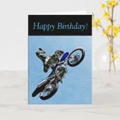 Verjaardag Kaart: Met Guy doet motorcross truc Kaart (Gele Bloem)