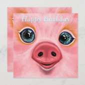 Verjaardag Kaart met Happy Baby Pig - Smile (Voorkant / Achterkant)
