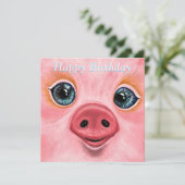 Verjaardag Kaart met Happy Baby Pig - Smile (Staand voorkant)
