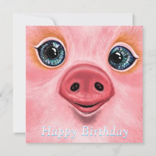 Verjaardag Kaart met Happy Baby Pig - Smile (Achterkant)