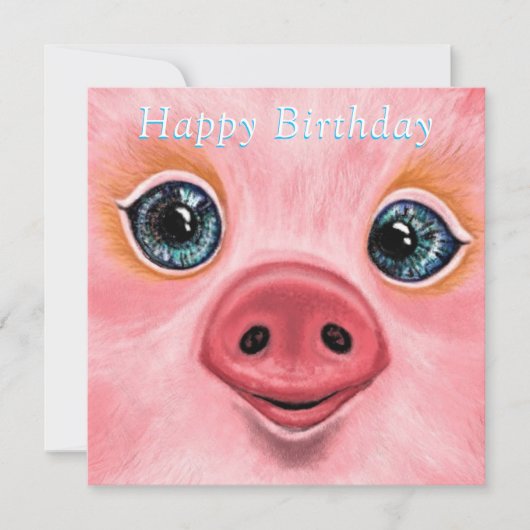 Verjaardag Kaart met Happy Baby Pig - Smile (Voorkant)