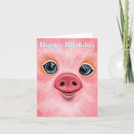 Verjaardag Kaart met Happy Baby Piglet (Voorkant)