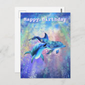 Verjaardag Kaart met Happy Dolphins (Voorkant / Achterkant)