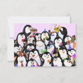 Verjaardag Kaart met Happy Penguin Party (Achterkant)