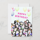 Verjaardag Kaart met Happy Penguin Party (Achterkant)