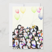 Verjaardag Kaart met Happy Penguins Party (Achterkant)