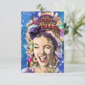 Verjaardag Kaart met Happy Woman - Funny (Staand voorkant)