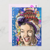 Verjaardag Kaart met Happy Woman - Funny (Voorkant / Achterkant)