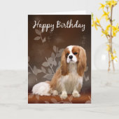 Verjaardag Kaart met King Charles Spaniel (Gele Bloem)