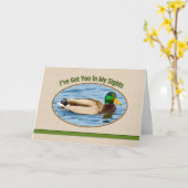 Verjaardag Kaart met Mallard Duck (Gele Bloem)