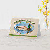 Verjaardag Kaart met Mallard Duck (Gele Bloem)