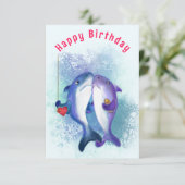 Verjaardag Kaart met Paar Haai Liefde - Funny (Staand voorkant)