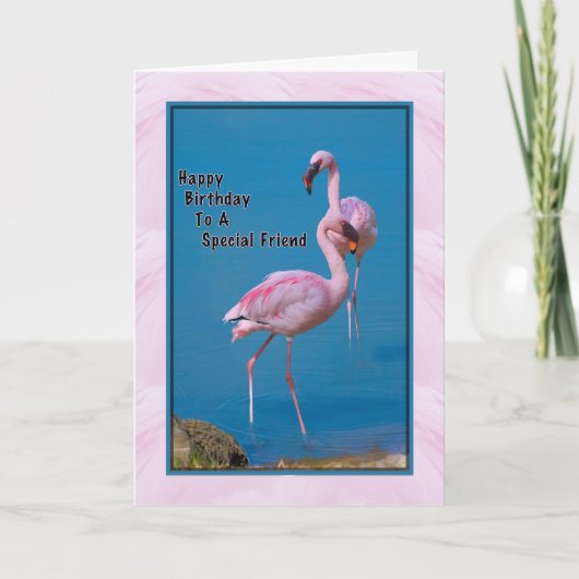 Verjaardag Kaart met Pink Flamingo (Voorkant)