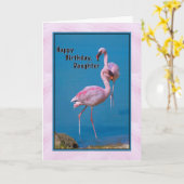 Verjaardag Kaart met roze flamingo (Gele Bloem)