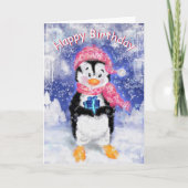 Verjaardag Kaart met Schattigee Pinguïn (Voorkant)