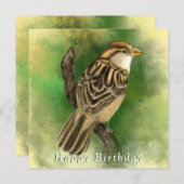 Verjaardag Kaart met Sparrow (Voorkant / Achterkant)