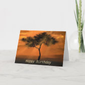 Verjaardag Kaart met Sunset Tree Sunbeams (Voorkant)