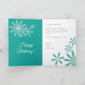 Verjaardag Kaart met Turquoise Flower (Binnen)
