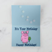 Verjaardag Kaart met varken in een bubbelbad (Binnen)