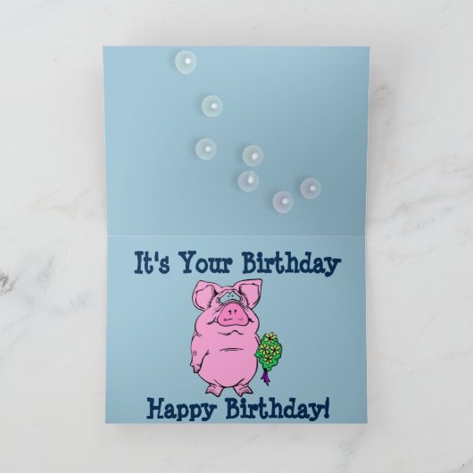 Verjaardag Kaart met varken in een bubbelbad (Binnen)
