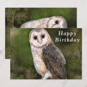 Verjaardag Kaart met Westerne Schuur Uil (Voorkant / Achterkant)