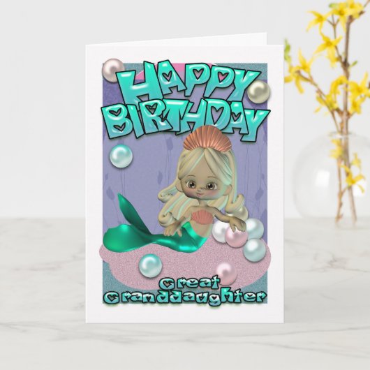 Verjaardag Kaart met zeemeermin (Gele Bloem)