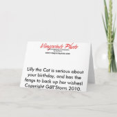 Verjaardag Kaart: Of anders kat Kaart (Achterkant)