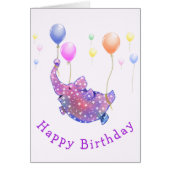 Verjaardag Kaart Olifant Vliegen met Ballonnen (Voorkant)