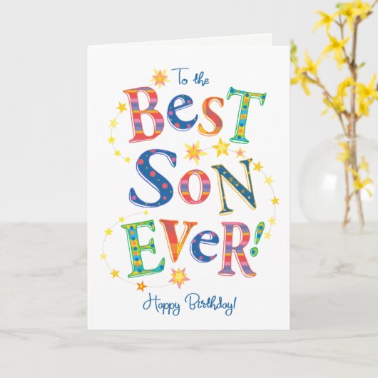 Verjaardag Kaart op basis van Bright Text voor Bes (Gele Bloem)