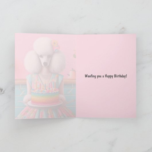 Verjaardag Kaart | Poedel Hond Verjaardagstaart 7  (Binnen)