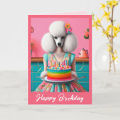 Verjaardag Kaart | Poedel Hond Verjaardagstaart 7 (Gele Bloem)