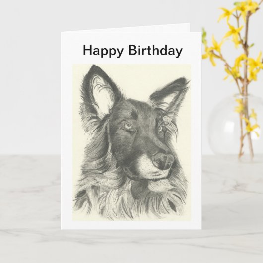 Verjaardag Kaart Potloodtekening van een Duitse he (Gele Bloem)