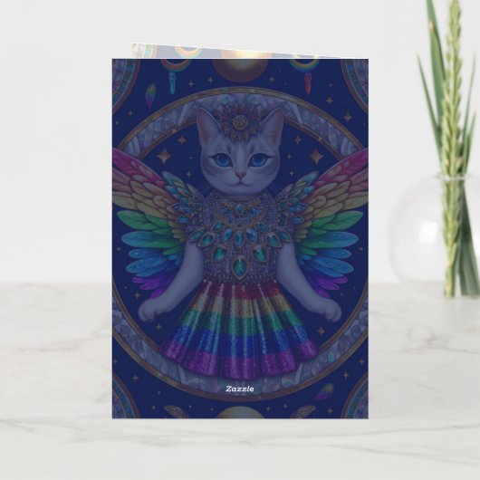Verjaardag Kaart | Rainbow Pride Angel Cat Sparkle (Achterkant)