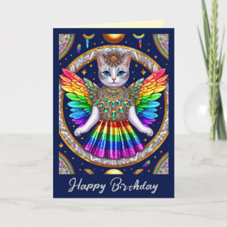 Verjaardag Kaart | Rainbow Pride Angel Cat Sparkle