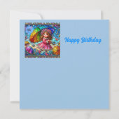 VERJAARDAG KAART ~ Retro meisje met een paraplu ~ (Achterkant)