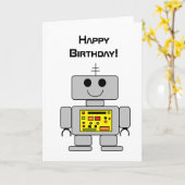 Verjaardag Kaart "Robot" (Gele Bloem)