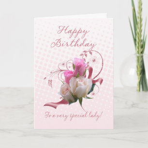 Verjaardag Kaart - Roze Rozen - aan een zeer speci