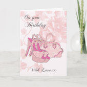 Verjaardag Kaart Roze - Schoenen en handtas - Purs (Voorkant)