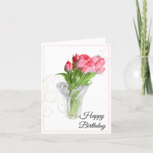 Verjaardag Kaart-roze Tulpen Kaart