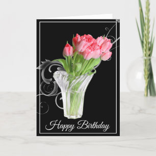 Verjaardag Kaart-roze Tulpen Kaart