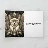 Verjaardag Kaart Siamese Cornish Rex Bloemen Vinta (Binnen)