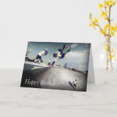 Verjaardag Kaart: Skateboarders Kaart (Gele Bloem)