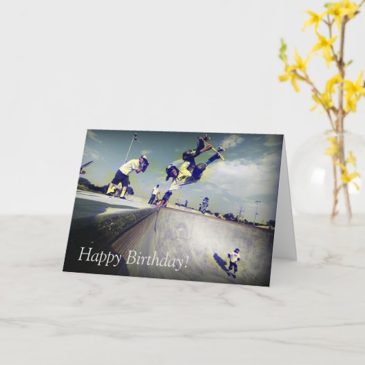 Verjaardag Kaart: Skateboarders Kaart (Gele Bloem)