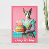Verjaardag Kaart | Sphynx Cat 6th Verjaardagskaars (Voorkant)